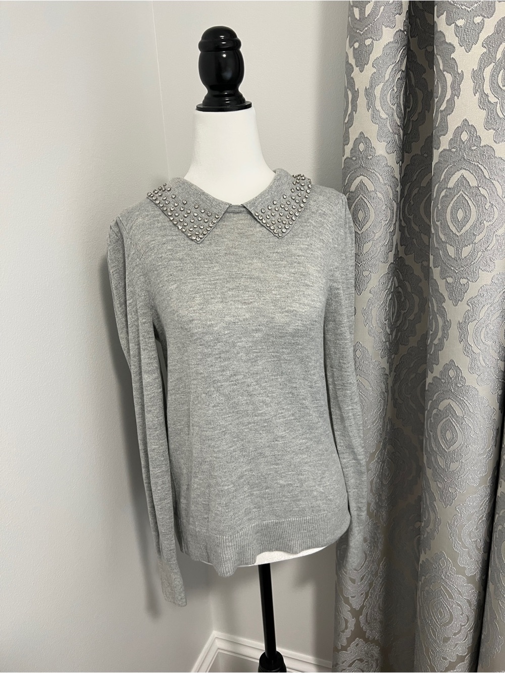 LOFT Classic Grey Studded Collar Women’s Sweater
